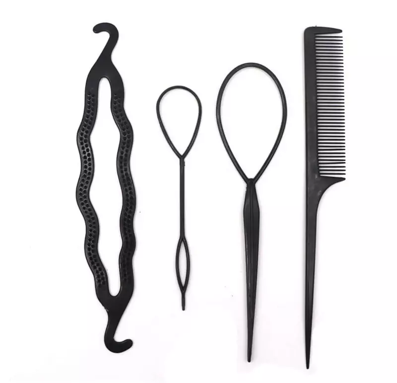 Fngz Krawatte Clearance Brötchen Haar Zubehör Clip Maker Styling-Tool 4 teile/satz Haar Zopf Stick Werkzeuge & Heimwerker schwarz