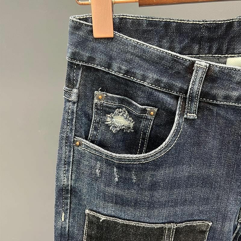 Spodnie z dziurami męskie jeansy rozdarte męskie kowbojskie spodnie elastyczne splatane ze stretchem łamane zwężane Y2k Streetwear Kpop New In