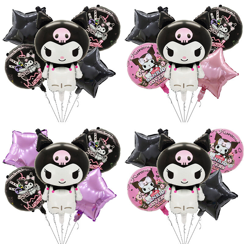 5Pcs/Set Sanrios Kuromi Cinnamorolls Aluminum Film Balloon Set for Children's Birthday Party Decoration Cartoon Cute Arrangement