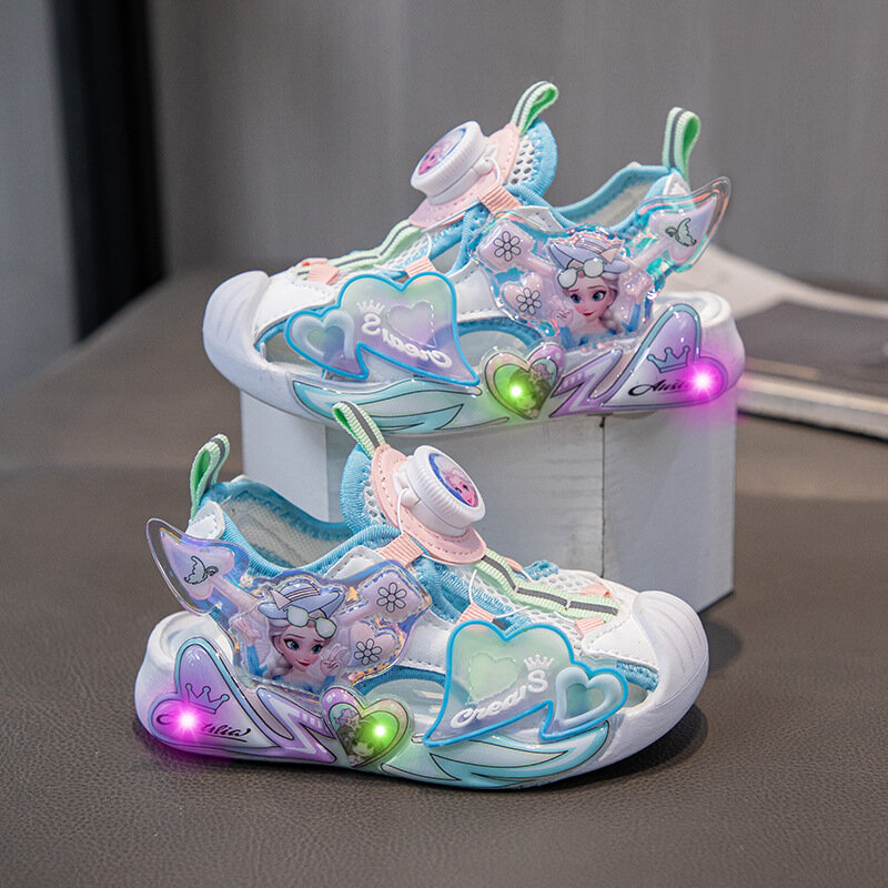 Buty dziecięce Disney letnie nowe Elsa dziewczęce siateczkowe sandały plażowe modne in Frozen prince Soft Bottom lekkie sandały rozmiar 26-37