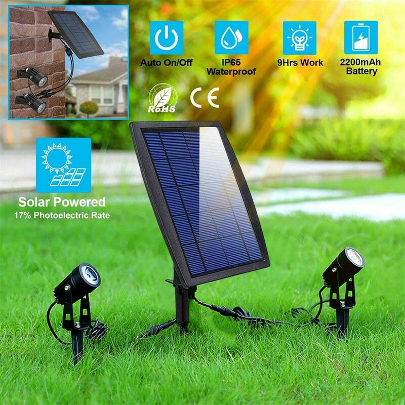 Led Twin Solar Spot Lights 1000lm Ip65 impermeabile Super Bright Automatic On Off Landscape Lighting Lamp