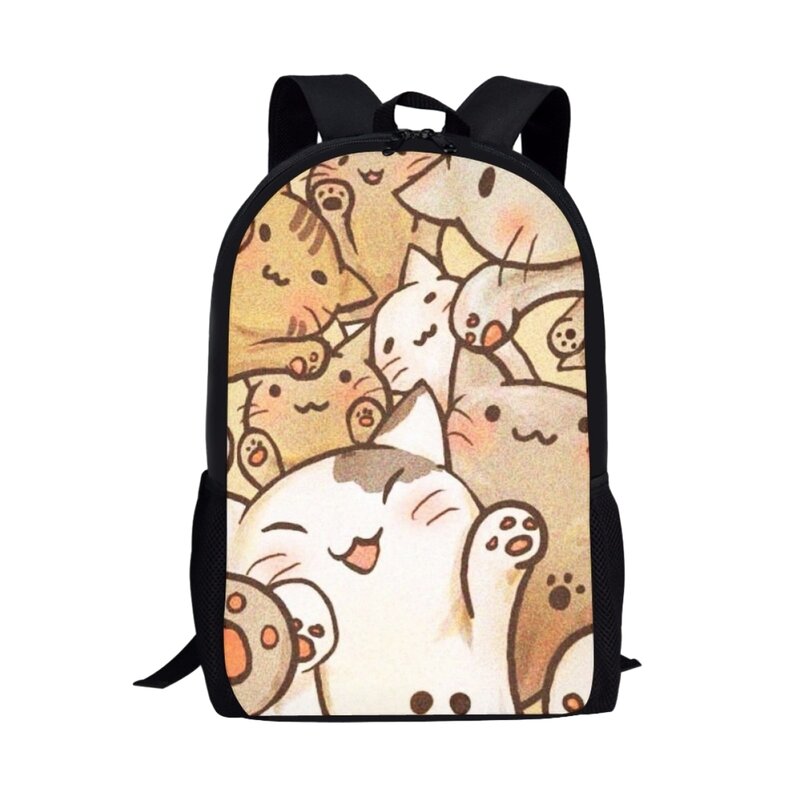 Tas punggung pola kucing kartun cantik ransel kasual anak tas sekolah kapasitas besar mode untuk anak perempuan remaja tas buku