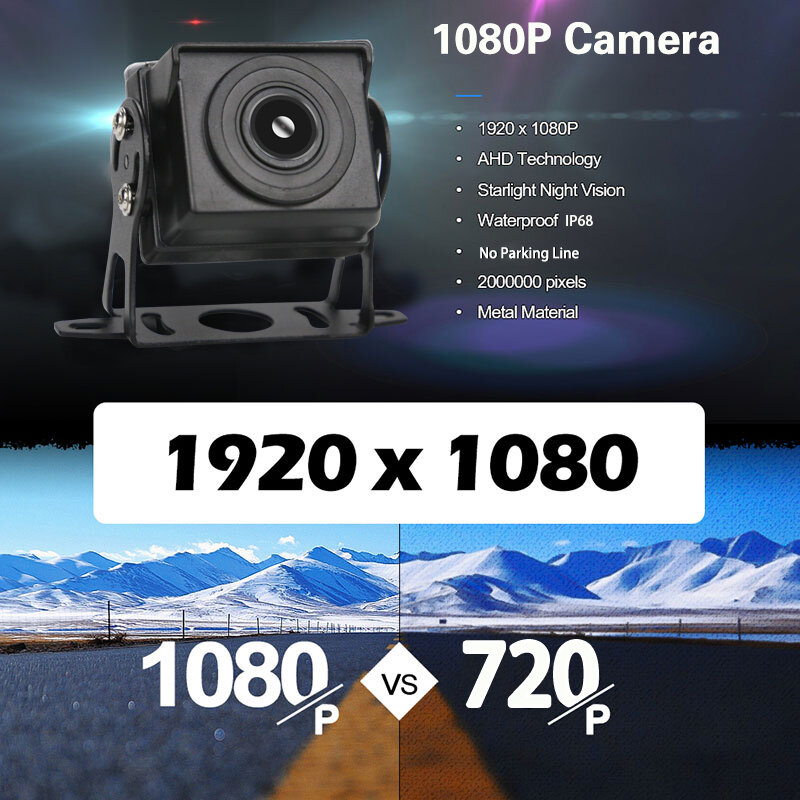 1080P 12V กล้อง AHD Full สี Starlight การมองเห็นได้ในเวลากลางคืนด้านหลังดูการเฝ้าระวังรถสำรองกล้องมองเวลาถอยหลัง IP68กันน้ำ