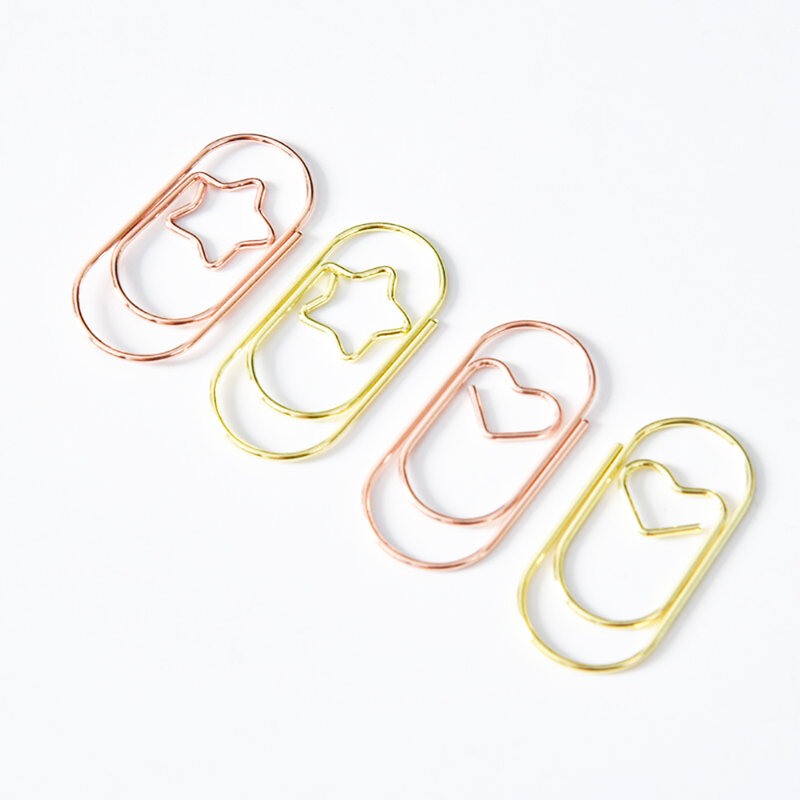 10Pcs Paper Clips Mini Heart Gold Rose Gold Color Clip Bookmark Binder Clip Office Accessories Paperclip Patchwork Stationery