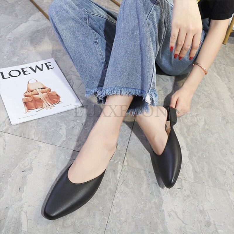 Women Slippers 2024 New Summer Elegant Mule Jelly Solid Color Outdoor Square Heel Pointed Casual Fashion Simple Women Shoes