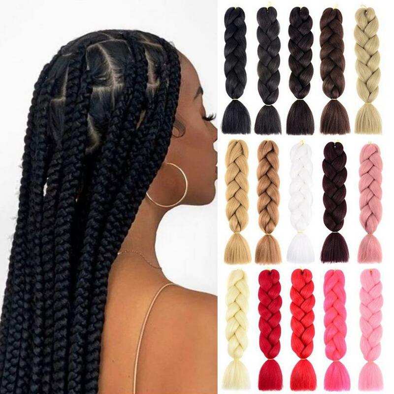 Peluca trenzada de Color degradado para mujer, cabello sintético, estilo Hip Hop, fibra Natural de alta temperatura, extensiones de cabello, 60cm