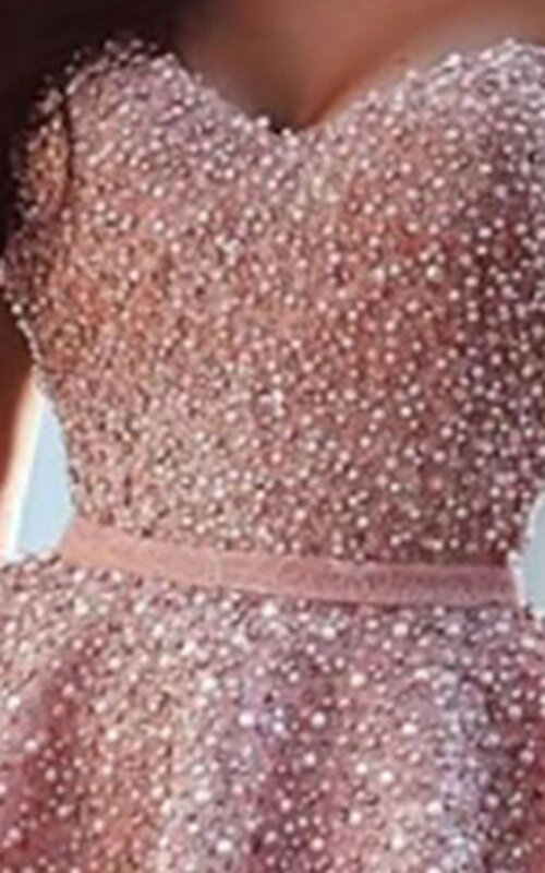 BLUE DRESS Store Deluxe Pink V-Neck A-Line Sleeveless Straight Neck Beaded Feather Knee Length Short Dress Evening Dress