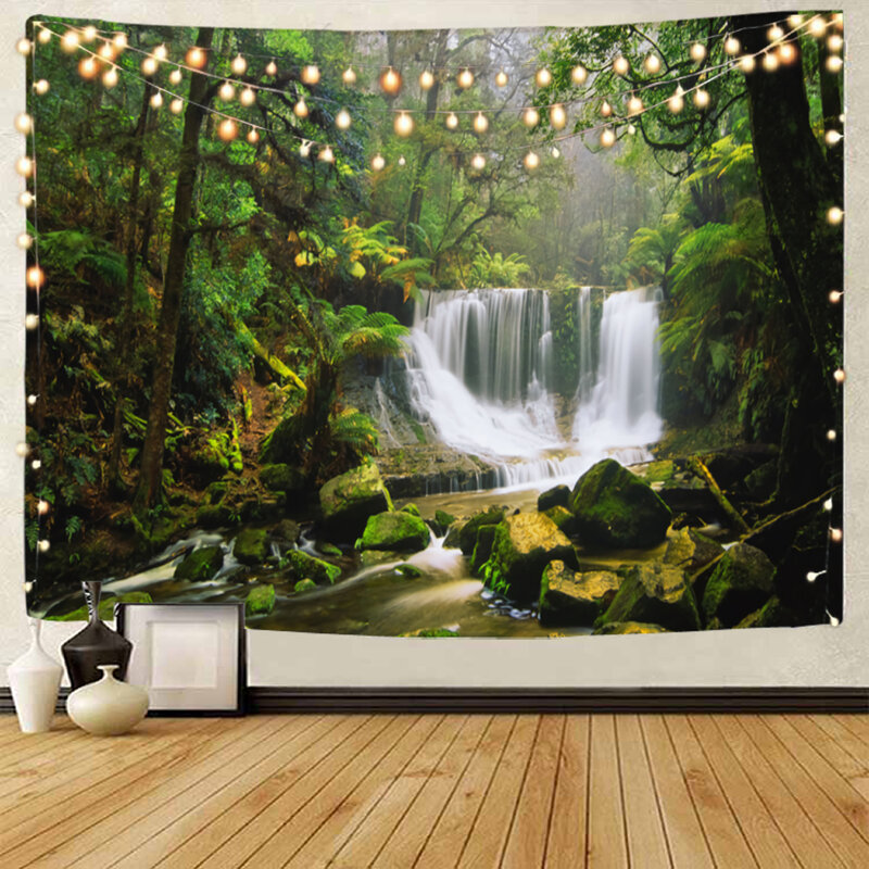 Очень красивый гобелен с изображением водопада, украшение с изображением природного ландшафта, гобелен с изображением водопада