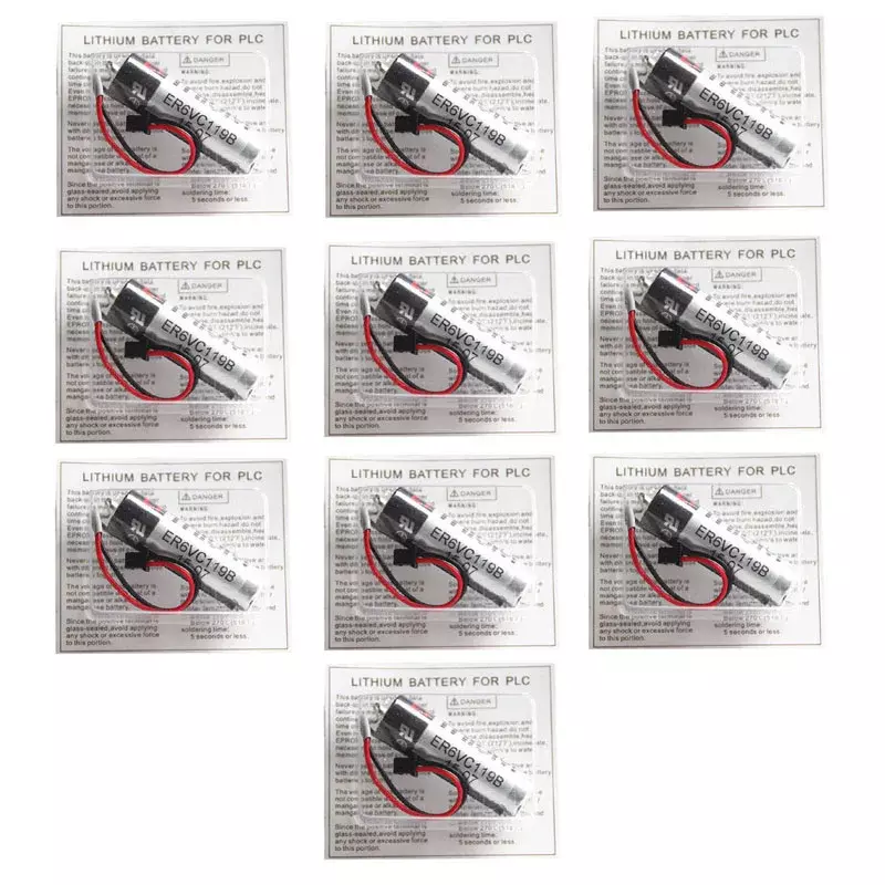 Lot 10 buah asli baru ER6V Pack paket baterai 3.6V 2400mAh PLC baterai Lithium industri dengan konektor colokan hitam