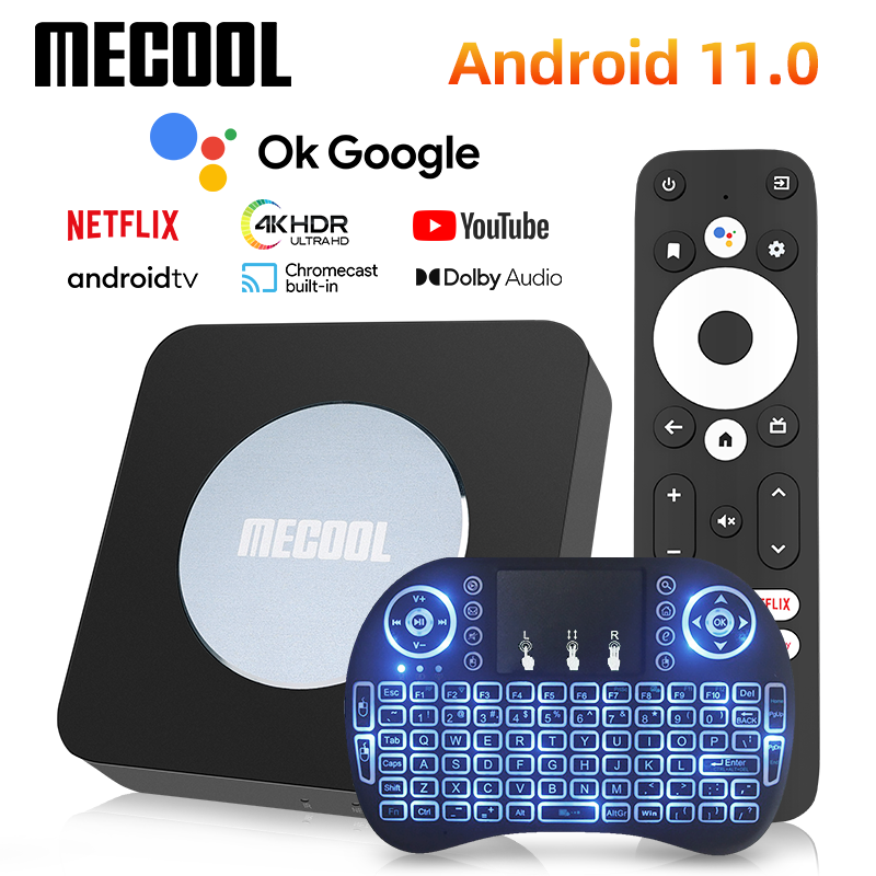 Mecool-Dispositivo de TV inteligente KM2/KM2 plus, decodificador con Android, 4K, Amlogic S905X4, 2GB, 16GB, USB3.0, 100M, LAN, 2,4G, 5G, WiFi, Audio doby atmos, 2022