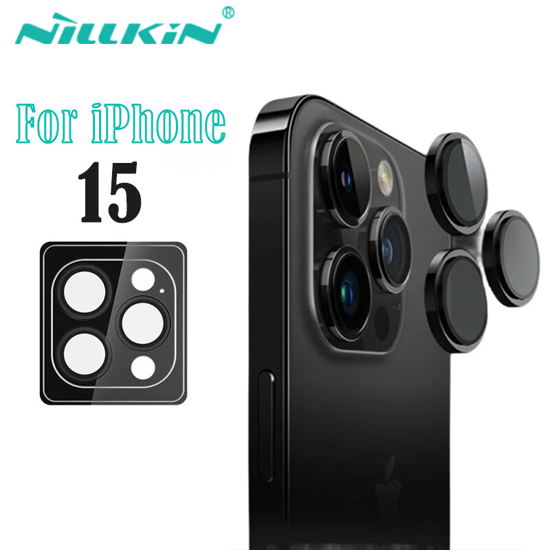 Nillkin-câmera protetor de lente para iphone 15, película de vidro temperado, impermeável, cobertura completa, tampa traseira