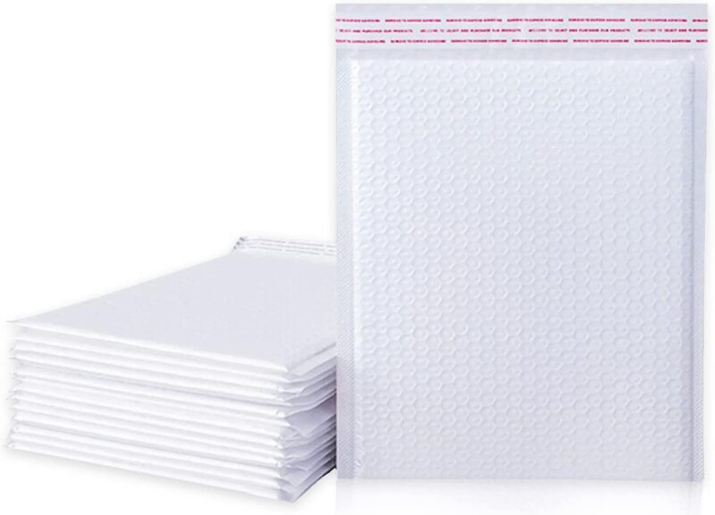 10Pcs Bubble Mailers สีขาว Poly Self Seal เบาะซองบรรจุภัณฑ์ของขวัญกระเป๋าธุรกิจการจัดส่ง