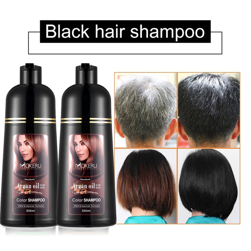 Mokeru 500ml Permanent Hair Dye Shampoo Long Lasting Hair Color Shampoo For Women Beauty Coloring