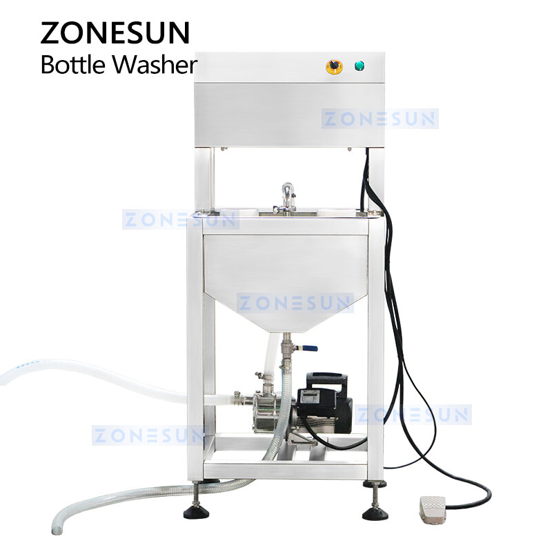 ZONESUN-lavadora de botellas semiautomática, máquina de limpieza, equipo de enjuague de botellas de plástico, ZS-WB2S de doble cabezal