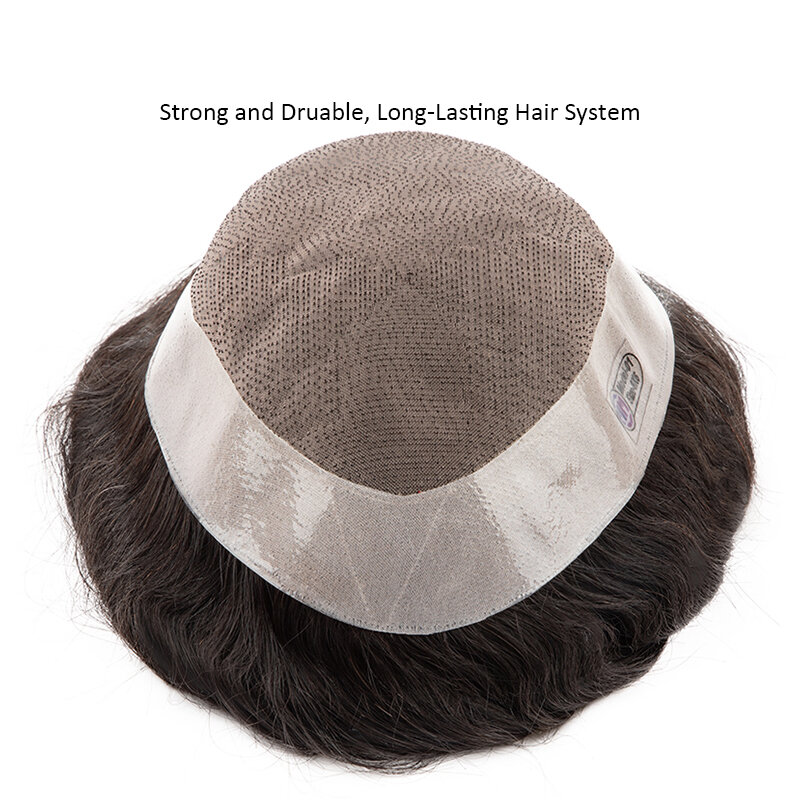 Ludzki włos System dla tupecik dla mężczyzn grzywny Mono mężczyzna peruka 130% gęstości trwałe protezy włosów peruka mężczyzn 6 "wymiana włosów mężczyzn peruka