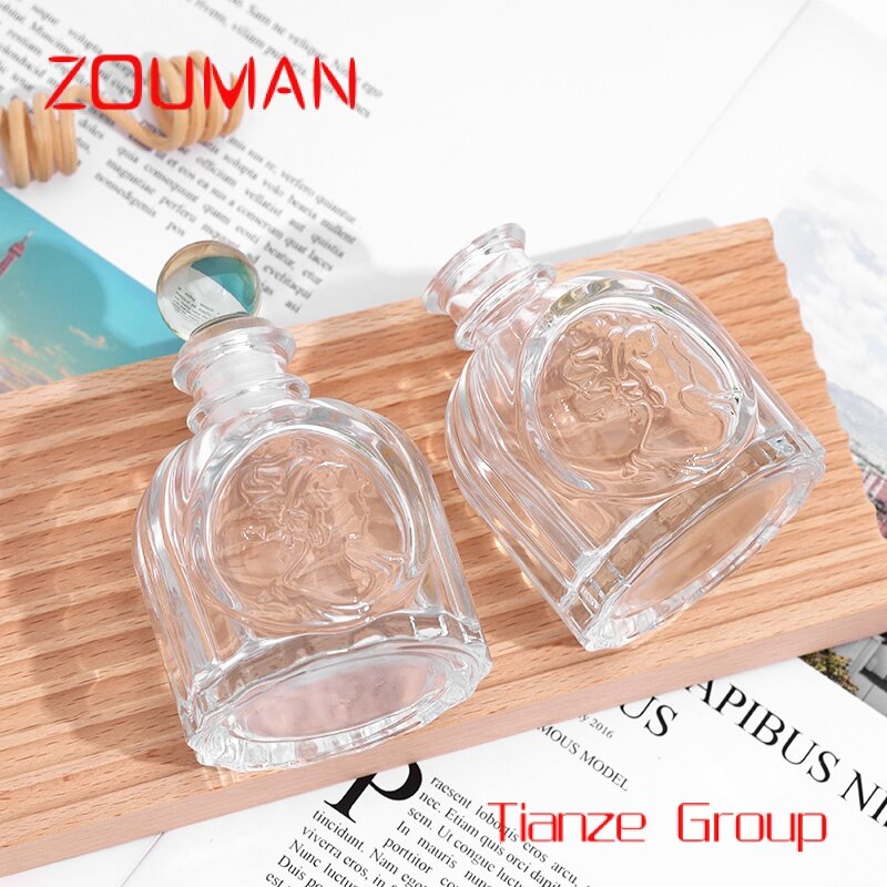 Botella de vidrio transparente de alta calidad, tapón de goma para aromaterapia, perfume, 100ml, venta al por mayor