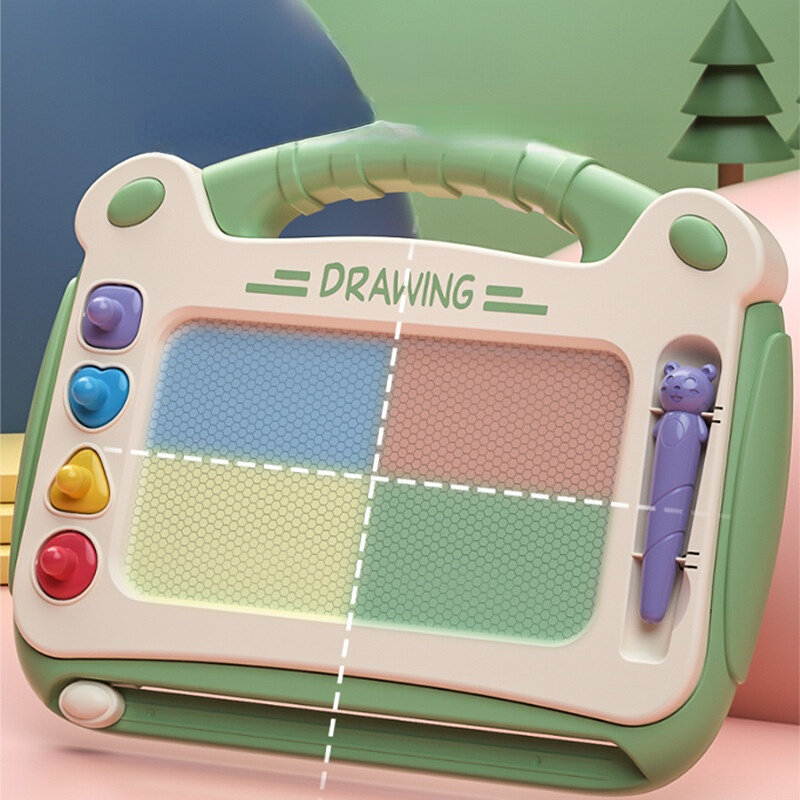 Mainan Prasekolah Gambar Papan Grafiti Magnetik Warna-warni Lukisan DIY Anak-anak dengan Kaki Meja Papan Tulis Yang Dapat Dihapus