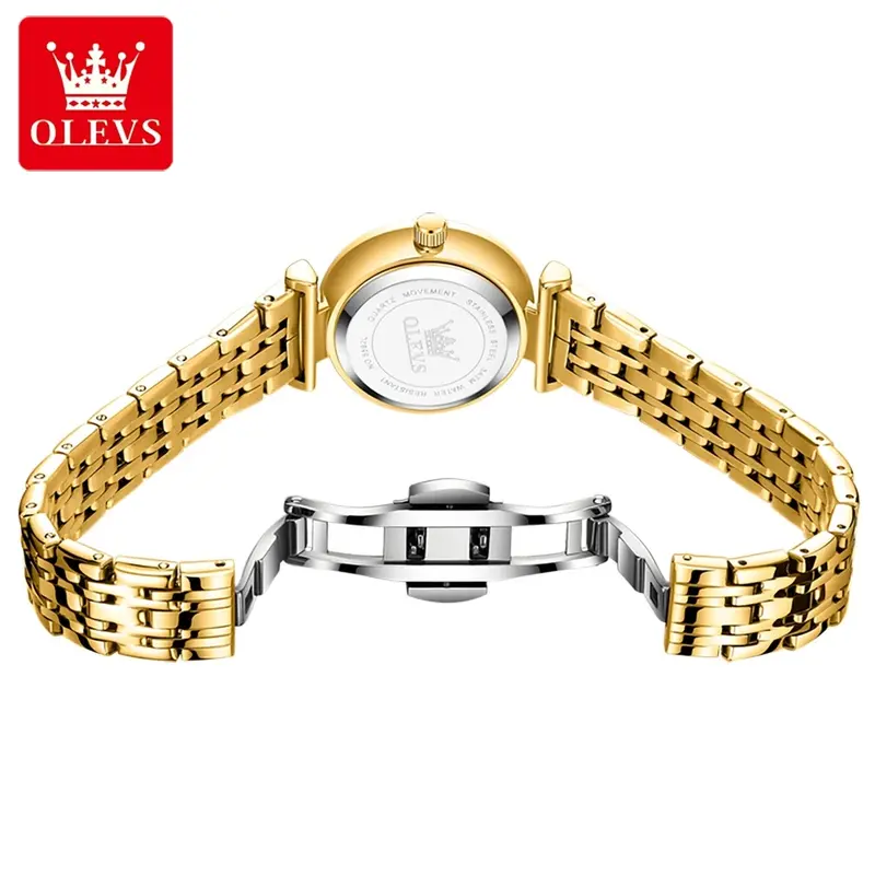 OLEVS-Relógio Quartzo Impermeável em Aço Inoxidável Feminino, Elegante, Clássico, Vestido Simples, Original, Alta Qualidade, 5592