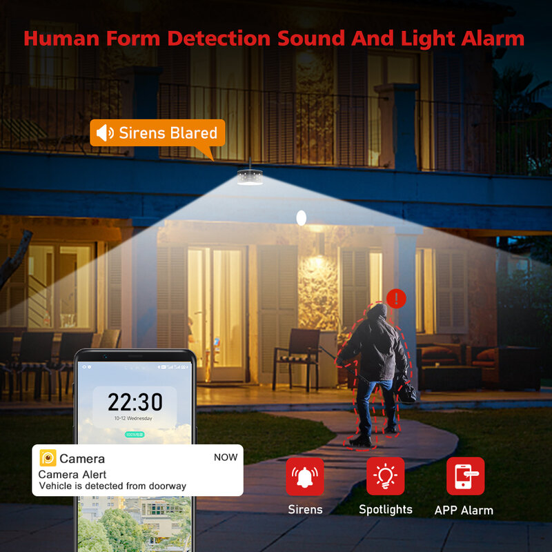BOAVISION-Caméra de surveillance extérieure IP WiFi 4K 8MP 6MP 180 °, dispositif de sécurité avec IA et détection humaine