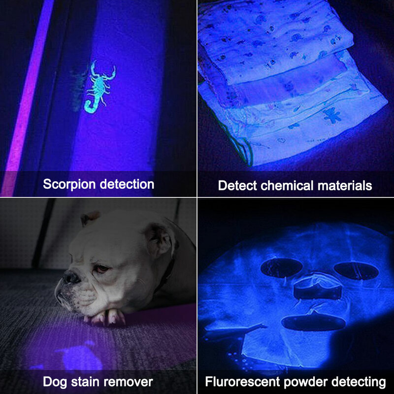 Latarka UV 365nm/395nm Ultra fiołki ultrafioletowe Lanterna wodoodporna niewidoczna latarka do polowania na plamy zwierząt domowych