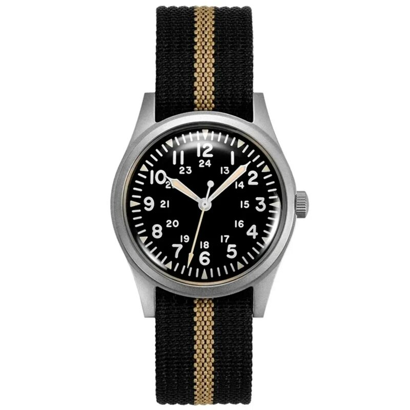Relojes militares para hombre, reloj de cuarzo de 34,5mm, movimiento super2035, luminoso, Retro, con correa de nailon resistente, resistente al agua hasta 50m