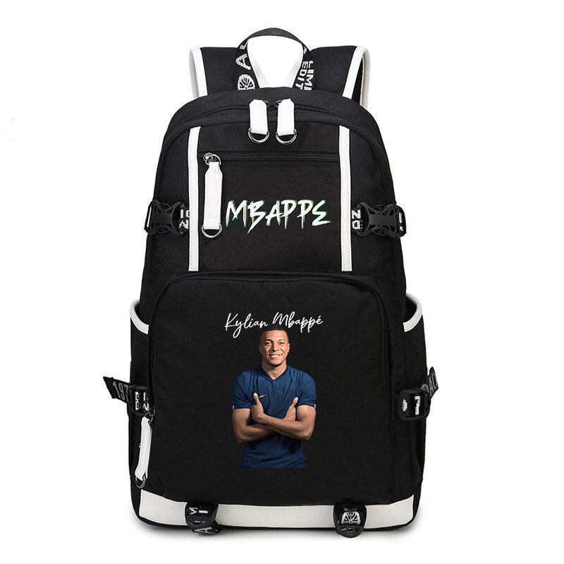 Mbappe avatar print plecak młodzieżowy usb tornister studencki codzienna torba podróżna na zewnątrz