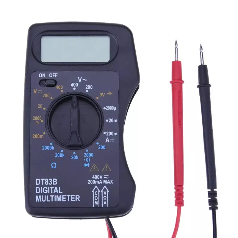 Woltomierz kieszonkowy woltomierz cyfrowy amperomierz multimetrowy miernik oporu elektrycznego Tester wielometrowy instrumenty elektryczne Mini multimetr DT83B