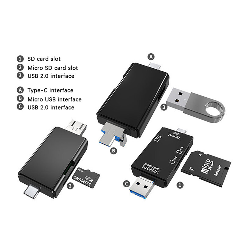 Multi-function 3 In 1 Card Reader TF/SD/U Disk/mobile Phone Camera Type-C OTG Universal Expansion Card Reader