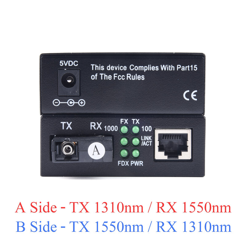 Mode unique optique HTB-GS-03 du convertisseur 10/100/1000Mbps de médias de fibre de gigabit à la puissance des USA de port de SC d'UPC/APC de RJ45 3/20KM