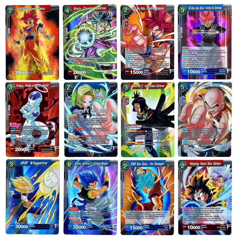 Tarjetas de Dragon Ball brillantes, Son Goku Super Saiyan Series, tarjeta de juego de firma, Colección clásica de Goku, juguetes, tarjeta de colección de juegos