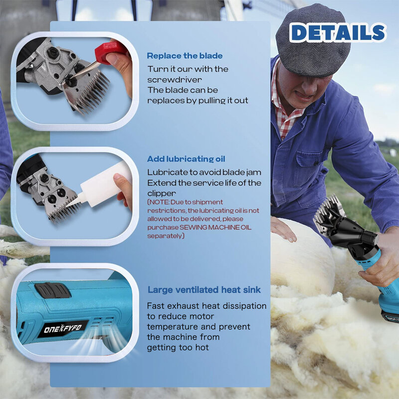 Wireless 6 Speed 13 Teeth Electric Wool Shears Pet Machine Goat Hair Scissors Sheep Shearing Supplies Cut for Makita 18V Battery
