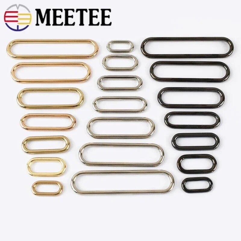 Meetee-Fivelas de metal oval sem costura para sapatos, botão do ovo, ferragens para bolsas, acessórios de bagagem, anel-O, 15mm-60mm, 10pcs
