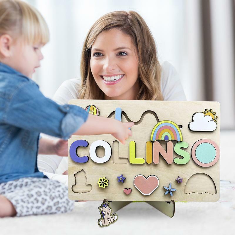 Name Puzzle For Kids Cute Wooden Alphabet Letters And Cartoon Game Educational Montessori Toys For Nursery Decor