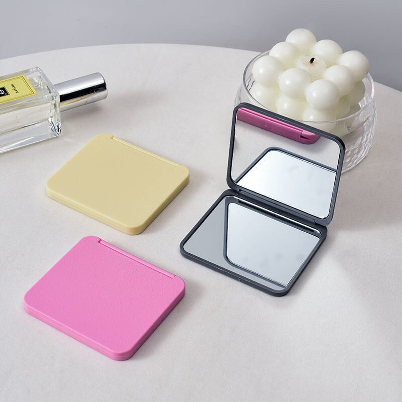 2-Face Makeup Mirror Square Portable Cute Girl'S Gift Hand Mini Mirror Pocket Double-Sided Makeup Mirror Compact Multiple Colors
