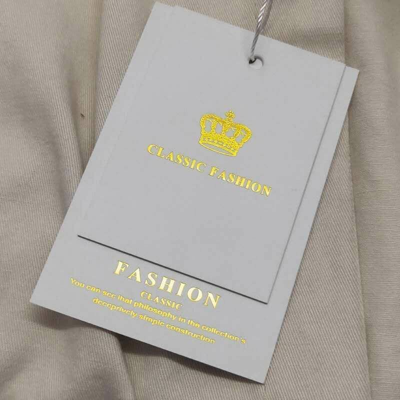Customized product、Custom White Foil Clothing Hang Tags Swing Label Hand