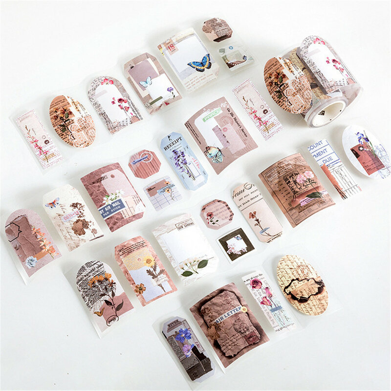 Cinta adhesiva Washi con motivo Vintage, pegatinas de Material DIY para álbum de recortes, diario, decoración, tarjeta de fotos, sellado, papelería, 1 rodillo