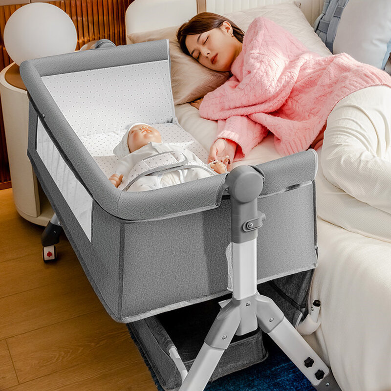 เตียงเด็กทารกทารกแรกเกิดเตียง Splicing Big เตียงเด็ก Bb เตียงเด็กทารกเตียงเปลเตียง Multi-Function โทรศัพท์มือถือพับได้