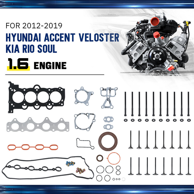 Cylinder Head Gasket Full Set with Head Bolts HS26554PT HS55010 For 12-19 Accent Veloster Rio Soul 1.6L