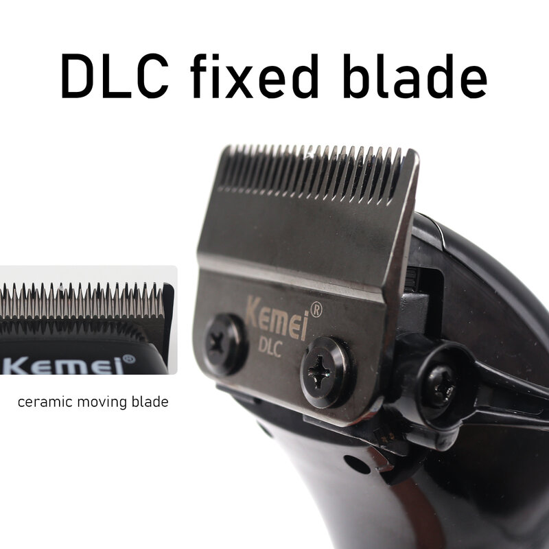 Kemei-cortadora de pelo profesional KM-1767 para hombres, máquina de corte de pelo con Motor magnético LCD, cuchilla DLC, 9000RPM