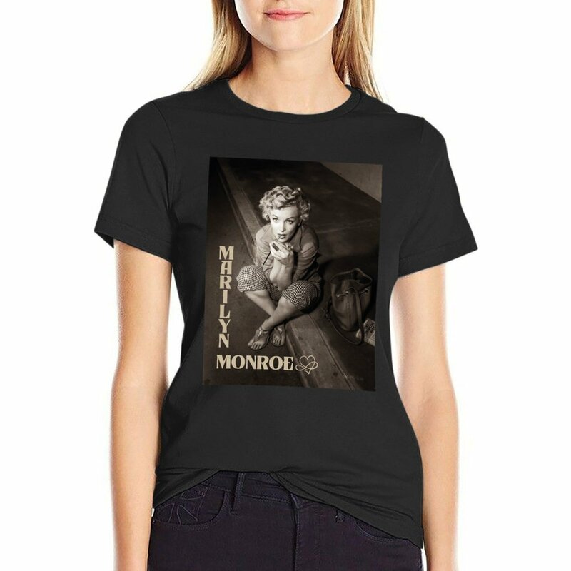 Kaus Marilyn Monroe atasan blus atasan musim panas kaus ukuran besar untuk wanita
