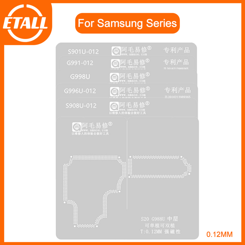 Estêncil Reballing BGA para Samsung, Solda de Camada Média Mainboard, S10, S20, S21, S22, S23 Ultra, Note 20, ZFold 3, 4, Série ZFlip 5G