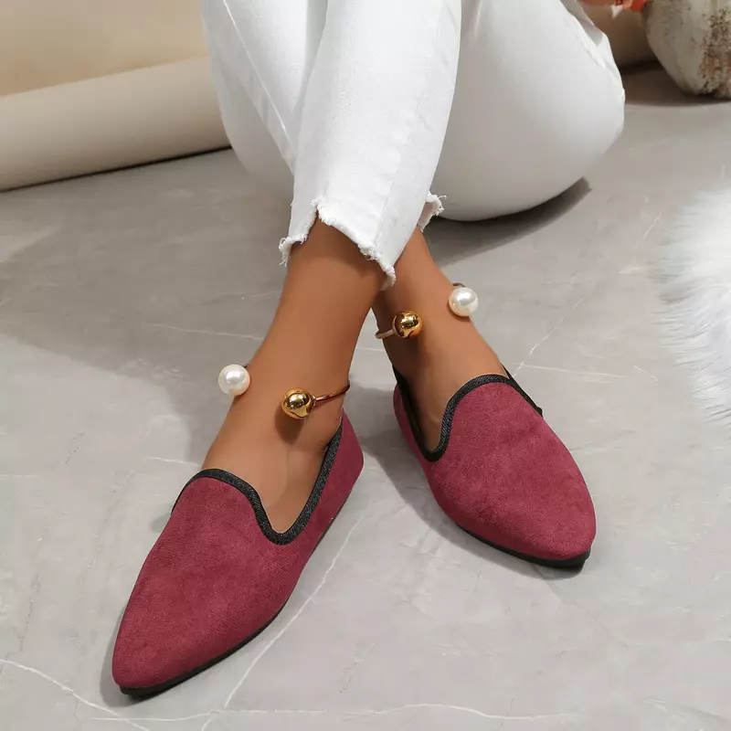 Женские туфли на мягкой подошве Comemore, красные повседневные туфли с острым носком, без шнуровки, большие размеры, весна-осень 2024
