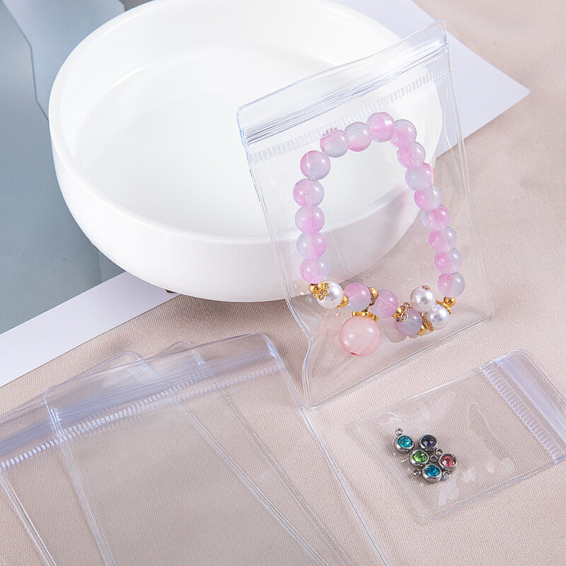 Sacchetti del pacchetto dell'organizzatore di gioielli in PVC trasparente da 20 pezzi sacchetto trasparente Anti-ossidazione supporto per la conservazione della collana dell'orecchino sacchetto autosigillante