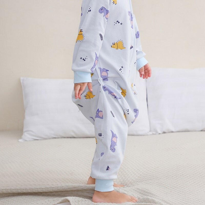 MICHLEY wiosenny bawełniany śpiwór worek dziecięcy śpiwór z motywem kreskówkowym piżama z długim rękawem bielizna nocna dla dziewczynek chłopców dzieci 6M-6T