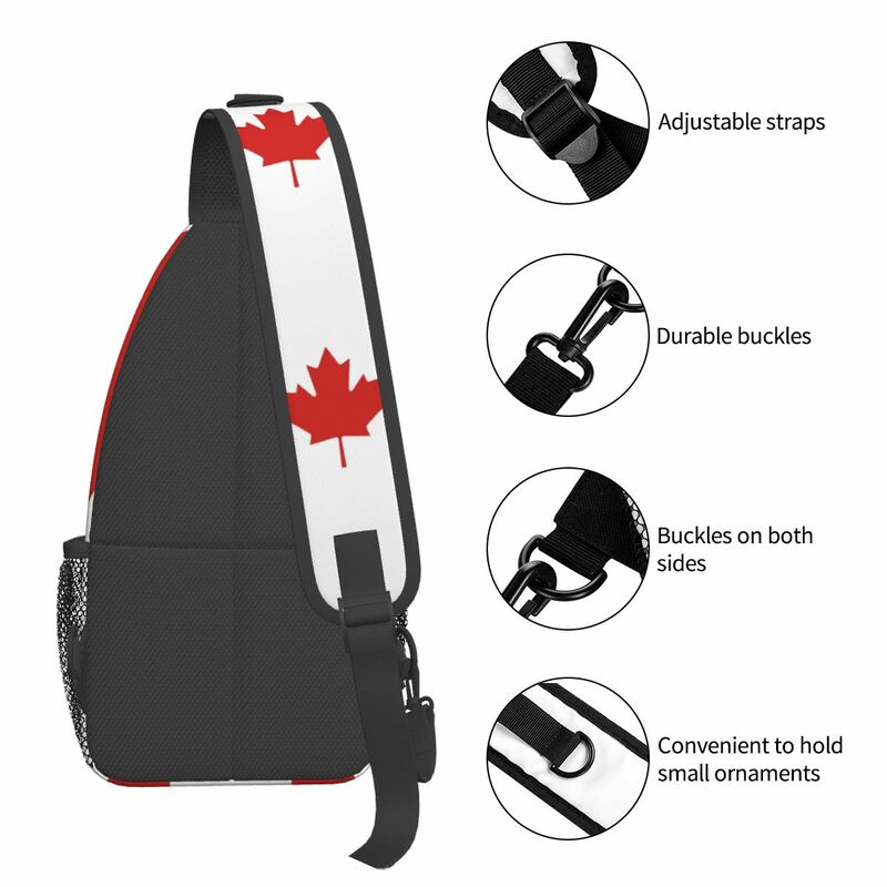 Сумка-слинг через плечо с флагом Канады, маленькая нагрудная сумка, рюкзак на плечо с круглым Узором Для Путешествий, Походов, велоспорта