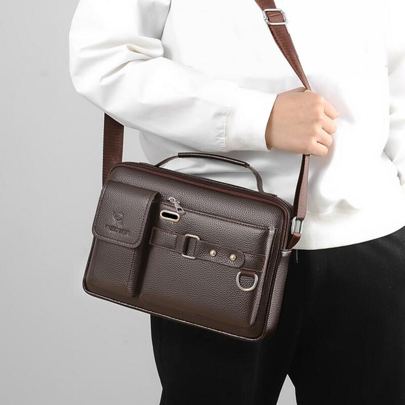Men Business Bag Wear-resistant Crossbody Bag Reusable Anti-theft  Useful Multipurpose Comfortable Handle Business Bag