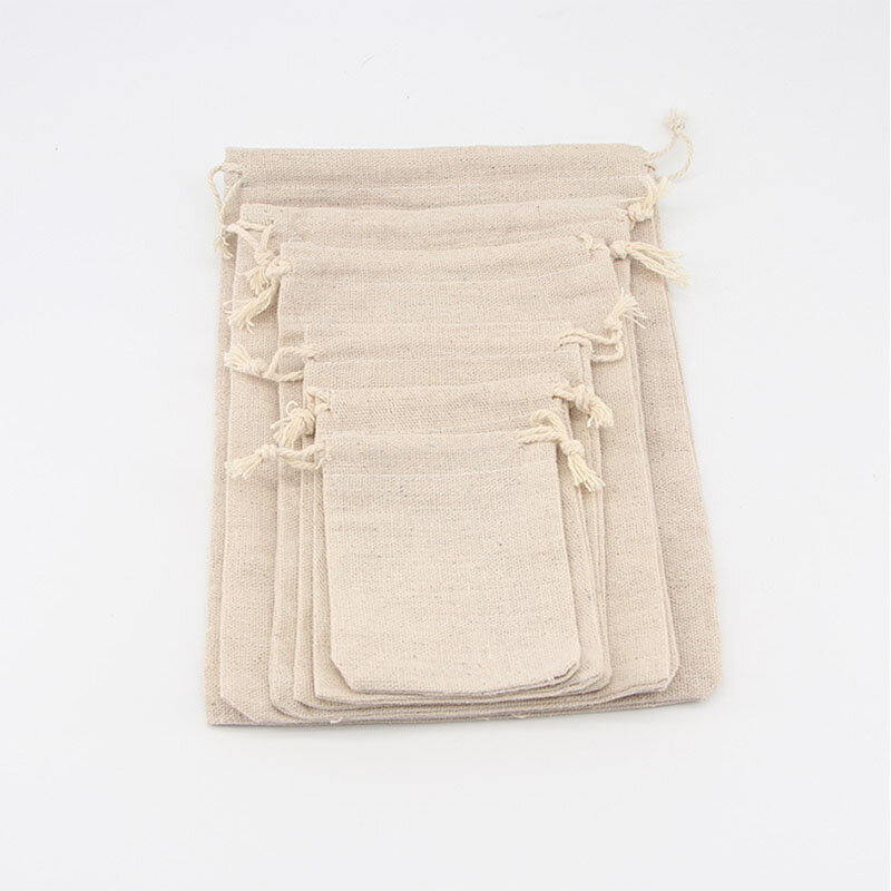 Pusty bawełniany pakiet kieszonkowy pyłoszczelny sznurek do przechowywania torba do pakowania ryżu bawełniana tkanina zamykana torba ze sznurkiem mały worek