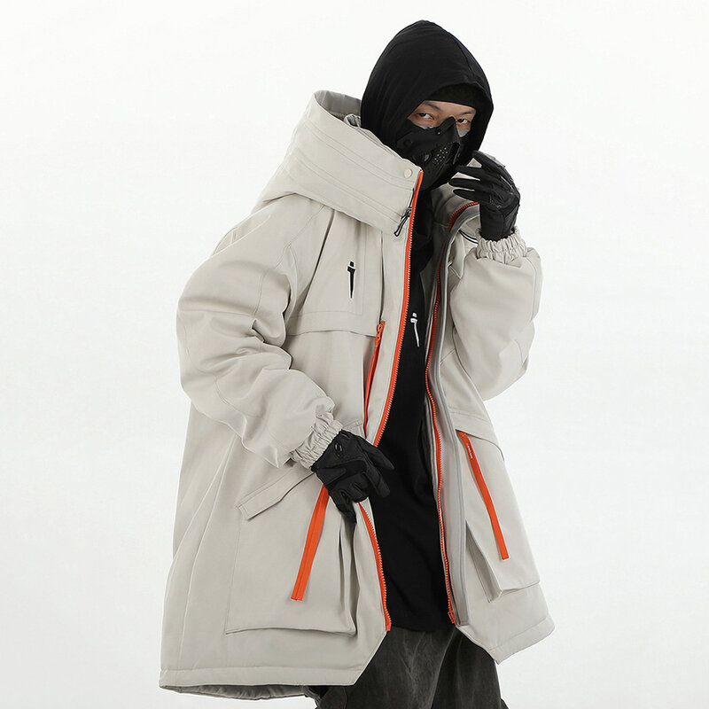 ARENS Mulit-chaquetas de invierno con bolsillo para hombre, abrigos tácticos, ropa de calle de moda, Parkas de gran tamaño, chaqueta cálida con capucha, rompevientos