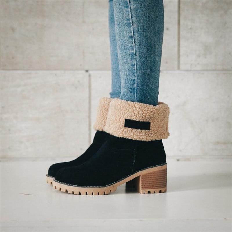 2022 Women Winter Fur Warm Snow Boots Shoes Ladies Warm Wool Booties Ankle Boot Comfortable Shoes Plus Size Casual Mid Boots