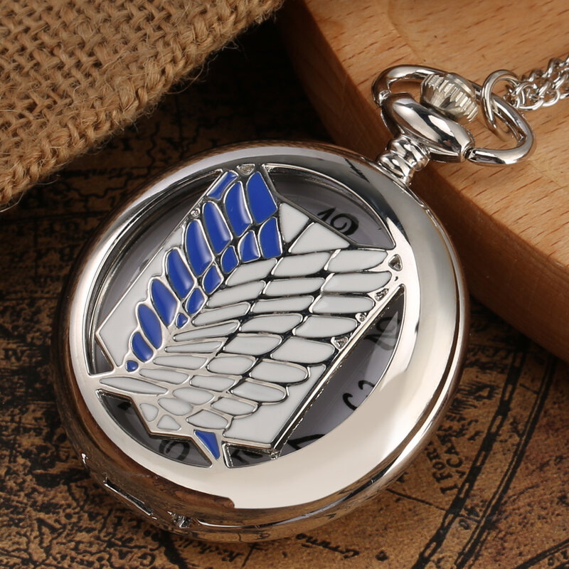 Srebrny Hollow zegarek kieszonkowy mężczyźni Wings Theme zegarek kieszonkowy wykwintne cyfry arabskie Dial Boy naszyjnik wisiorek kolekcja zegarów